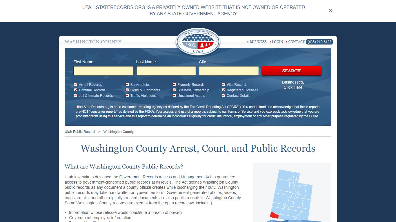 Washington County Arrest, Court, and Public Records